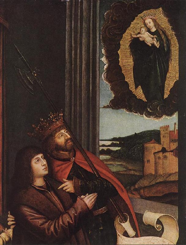 STRIGEL, Bernhard St Ladislas Presents Wladislav II and his Sons to the Virgin (detail)  wr Sweden oil painting art